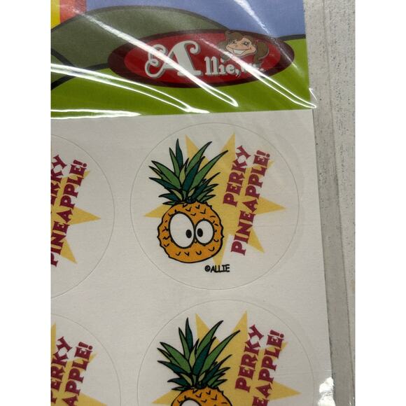 Rare Scratch & sniff happy Allie scented Sticker Matte Perky Pineapple pack NEW - Picture 2 of 2